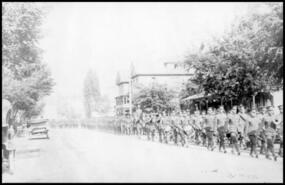 172nd Battalion marching down Barnard Avenue (30 Avenue)