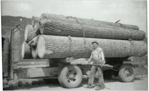 John Graham in front of a logging truck