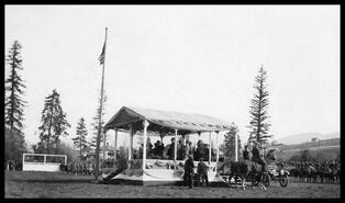 Duke of Connaught visit to Vernon welcoming stand in Polson Park