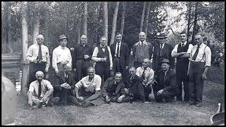 Group of men at a picnic