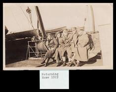 Frank Manery in group photograph on boat returning from World War I