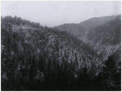 Construction of the road to Copper Mountain above Similkameen River
