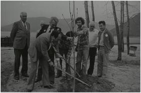 Bob McClelland, Provincial Minister and MLA Cliff Michael at tree planting ceremony