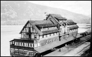 Sicamous Hotel with C.P.R. railway