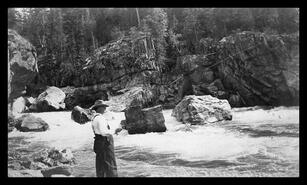 Albert T. Johnson fishing below Shuswap Falls