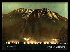 "Mount Fernie, coke ovens in foreground"