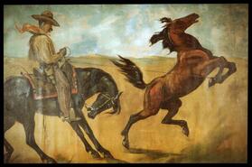 Jerome Howard Smith mural of a cowboy breaking a horse