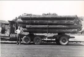 Loaded logging truck, Merritt Logging Company
