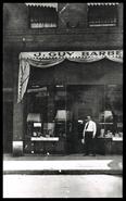 J. Guy Barber in front of his Jewellery Store on Mackenzie Avenue