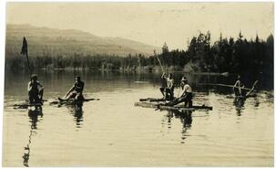 Rafting on Missezula Lake during C.P.R. surveyor tour