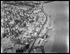 Aerial view of the Peachland waterfront and Okanagan Lake