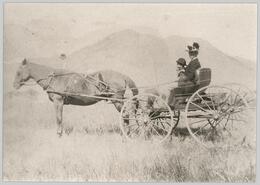 Unidentified woman and child in a buggy 
