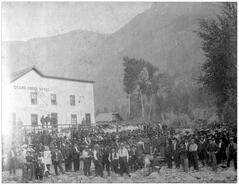 Group in front of Grand Union Hotel
