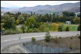 View over Hwy 6 overpass at Polson Park