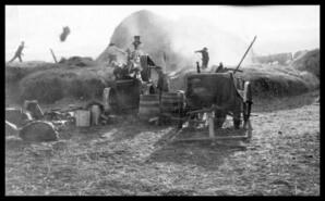 Threshing operations at Weed ranch, ca. 1915