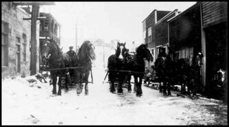 Dairy wagons on Dewdney Avenue, possibly Hintz's