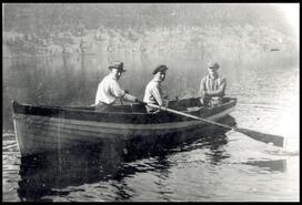 Jim McCreight and Sandy McNab in a rowboat  on Nicola Lake