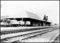 Vernon C.P.R. railway station with a freight wagon