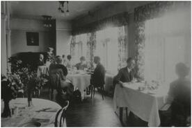Guests enjoying a meal at the famous Hotel Sicamous