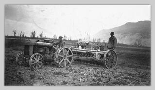 Tom Mellish with tractor and seeder
