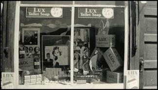 Lux Toilet Soap display in A.E. Fisher's store window