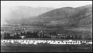 View of the cavalry tents set up at Camp Vernon