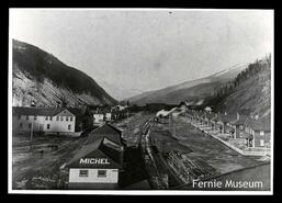 Train station and row houses at Michel, B.C.