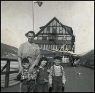 Young family at Sicamous train station