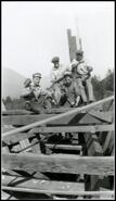 Crew working on the hull of the S.S. Rosebery at Rosebery, B.C.