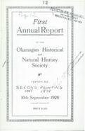 First annual report of the Okanagan Historical and Natural History Society