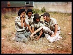 2370 female cadets with a military field telephone, Camp Vernon
