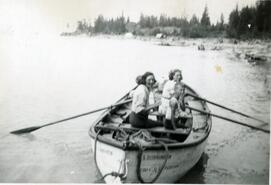 Rowing an "S.S. Bonnington" lifeboat at camp on the Upper Arrow Lake