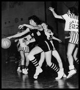 Kelowna 'Meikle" Teddy Bears senior women's basketball players in game