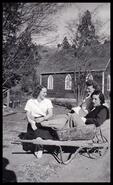 Doris Gleed, Mary Carter and Beryl Harrop near Presbyterian Church