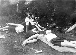 Students at St. Michael's School for Girls at a picnic