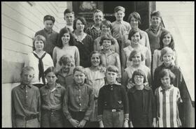 Students in front of School House
