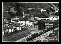 Buildings and railway station in Michel, B.C.