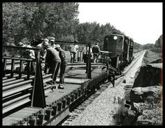 Continuous welded rail train near Rennie, Ontario