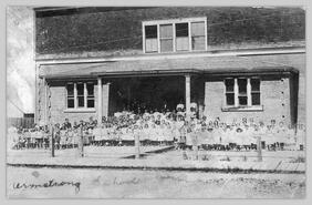Armstrong School, corner Pleasant Valley Rd. & Bridge St., children in front