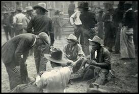 Group of unidentified cowboys at Falkland Stampede