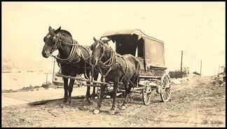 Company Store's (C.M. & S. retail department) horse-drawn delivery truck on Daniel Street