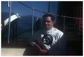 Bill Anderson on board a ferry boat