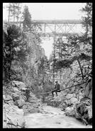 Trout Creek bridge with scaffolding, Kettle Valley Railway construction