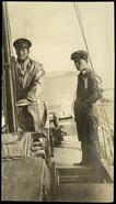Two crewmen on the gasoline launch "Kipling", ca. 1911