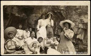 Women and children at picnic at Elk River Canyon