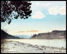 Hand coloured  photograph of the South Thompson River