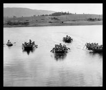 Cadets paddling on a local lake, Western Command Trades Training Centre, Camp Vernon
