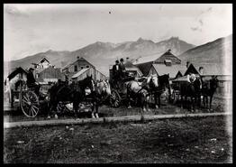Three wagons and horse teams, Kaslo