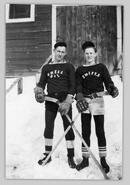 Percy Maundrell and Frank Fisher in hockey uniforms