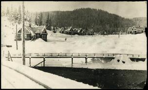 Early view of houses in snow at Anyox